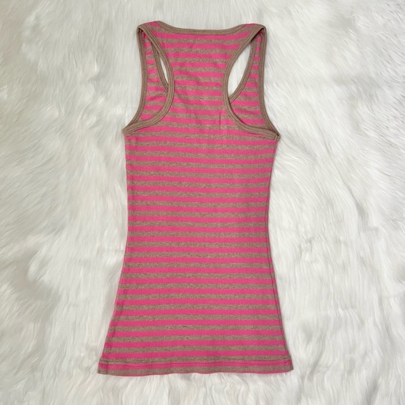 Pink & Tan Striped Racerback Tank Top - Picture 2 of 3